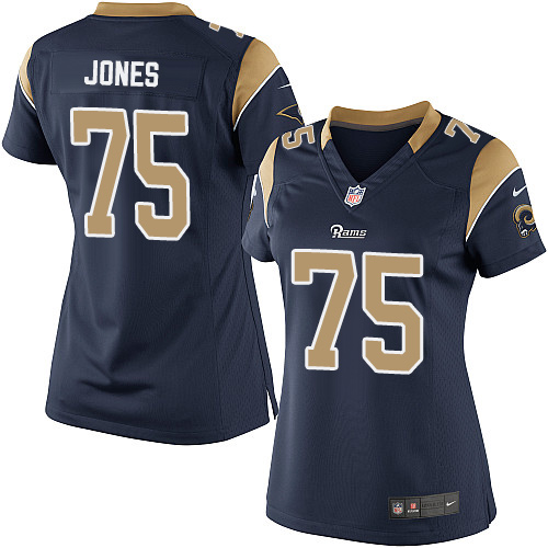 Women's Limited Deacon Jones Nike Jersey Navy Blue Home - #75 NFL Los Angeles Rams